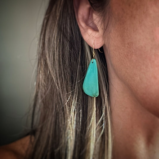 14k + Turquoise Slab Earrings