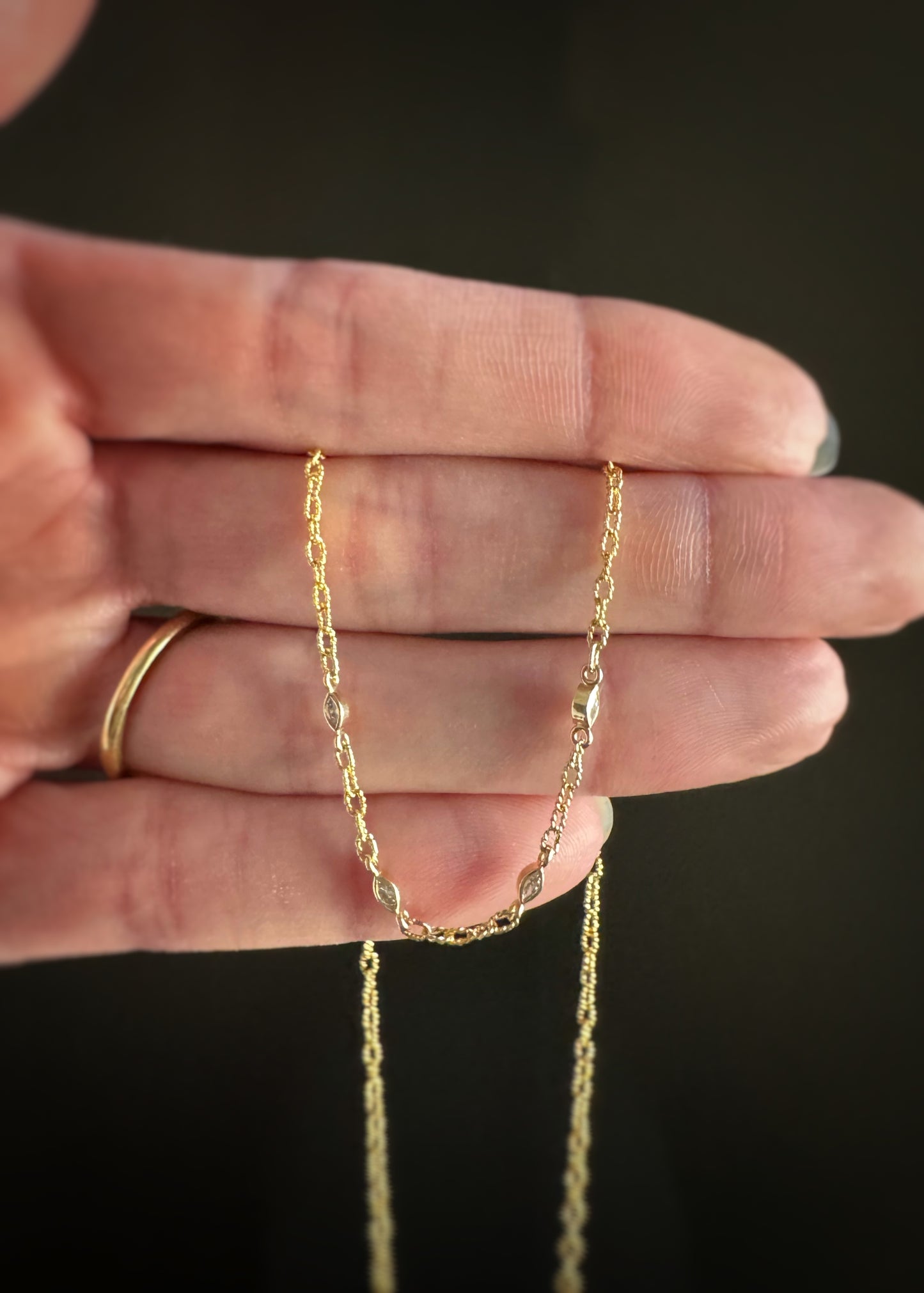 14k + Marquise Diamond Chain Link Necklace