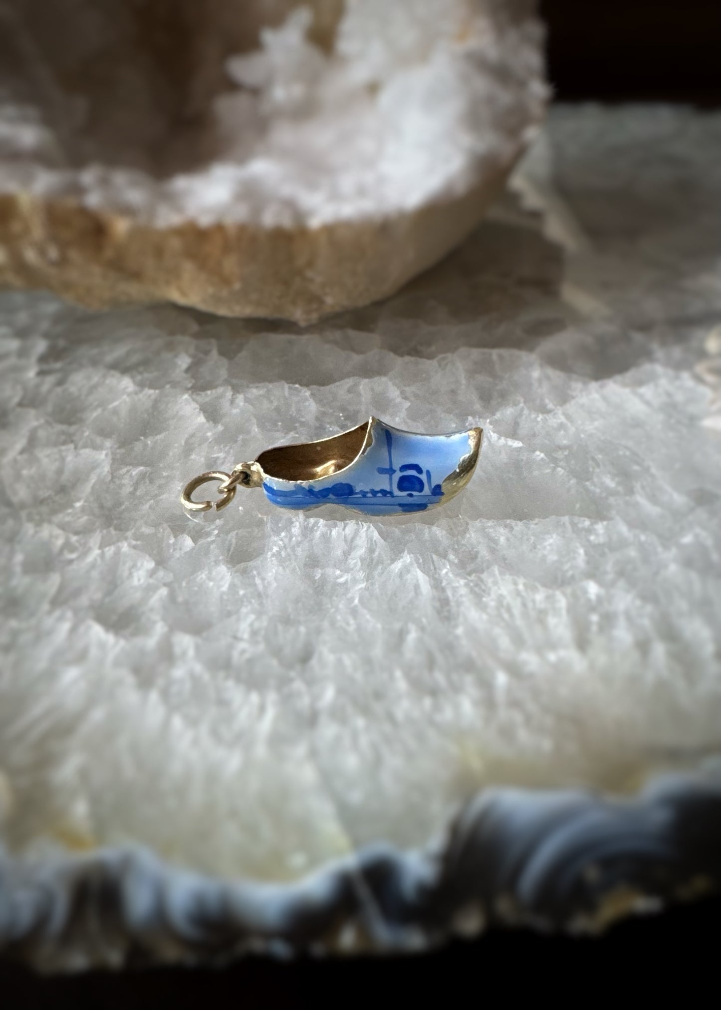 Vintage 14k + Enamel Dutch Clog Charm