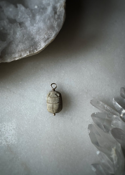14k + Vintage Steatite Scarab Charm