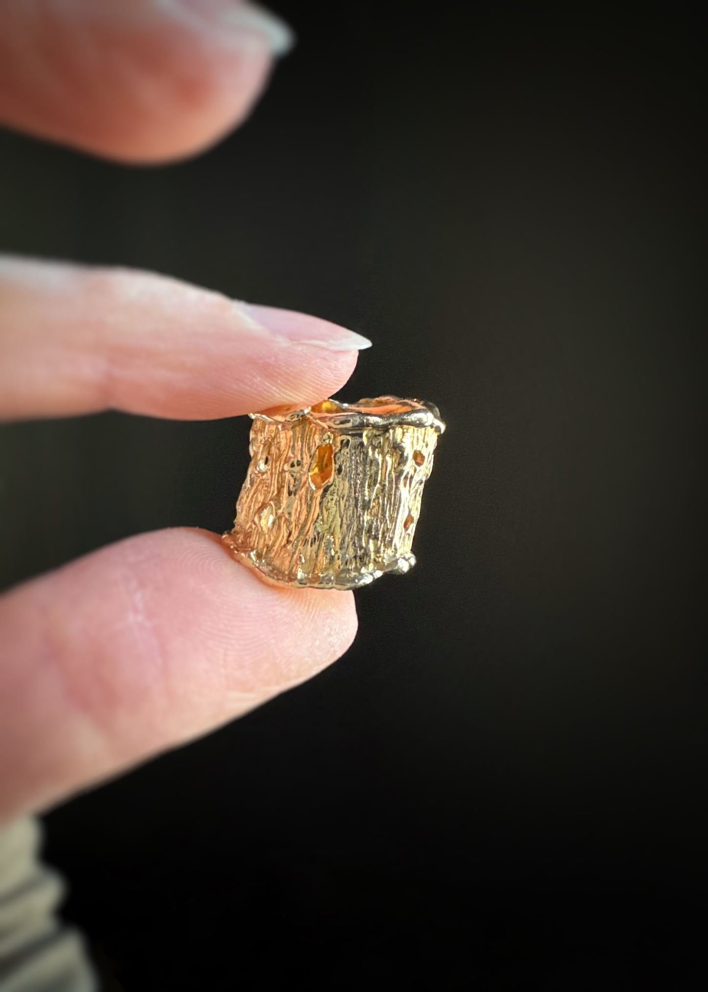Estate 14k + Bark Textured Wide Band