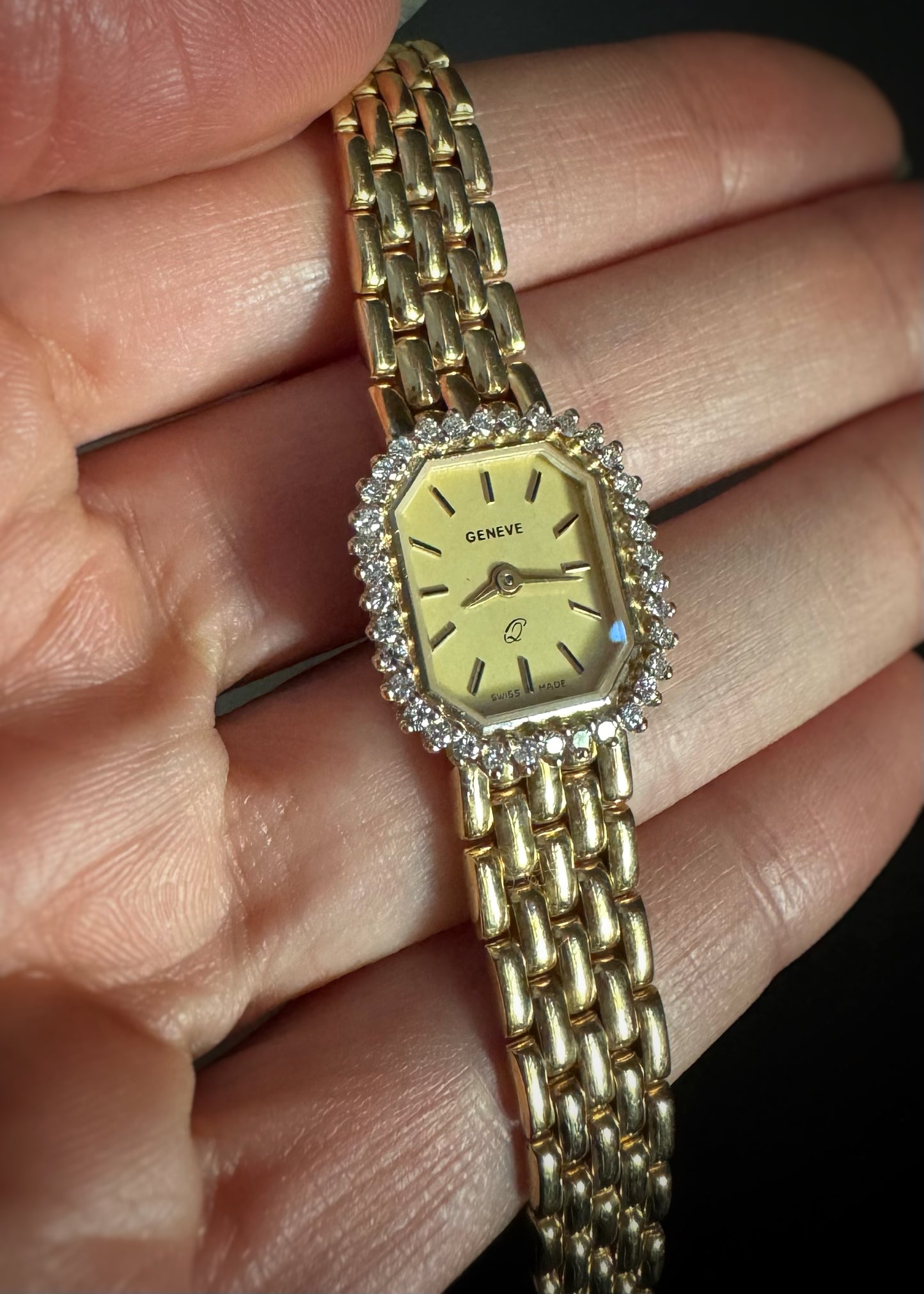 Vintage Geneve 14k + Diamond Ladies Dress Watch