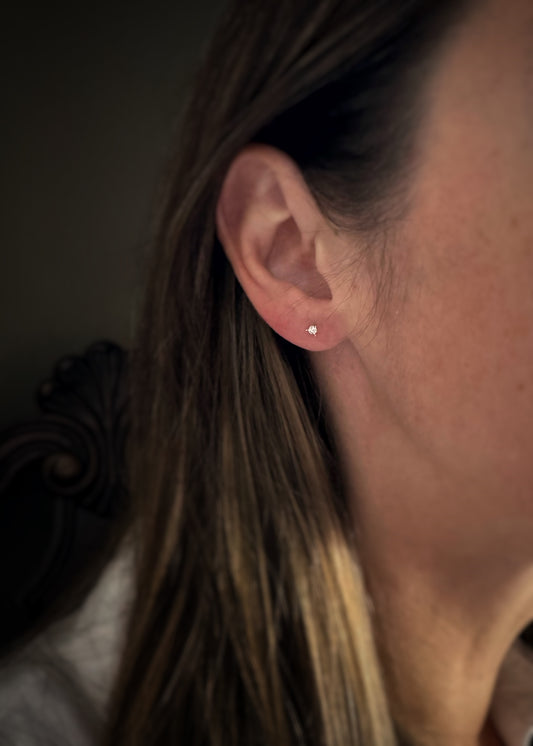 14k + Baby Diamond Stud Earrings