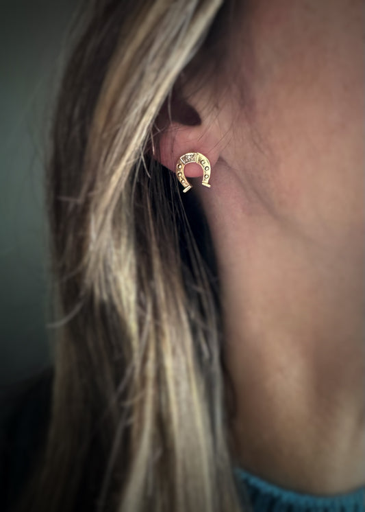 Estate 18k + Horseshoe Stud Earrings