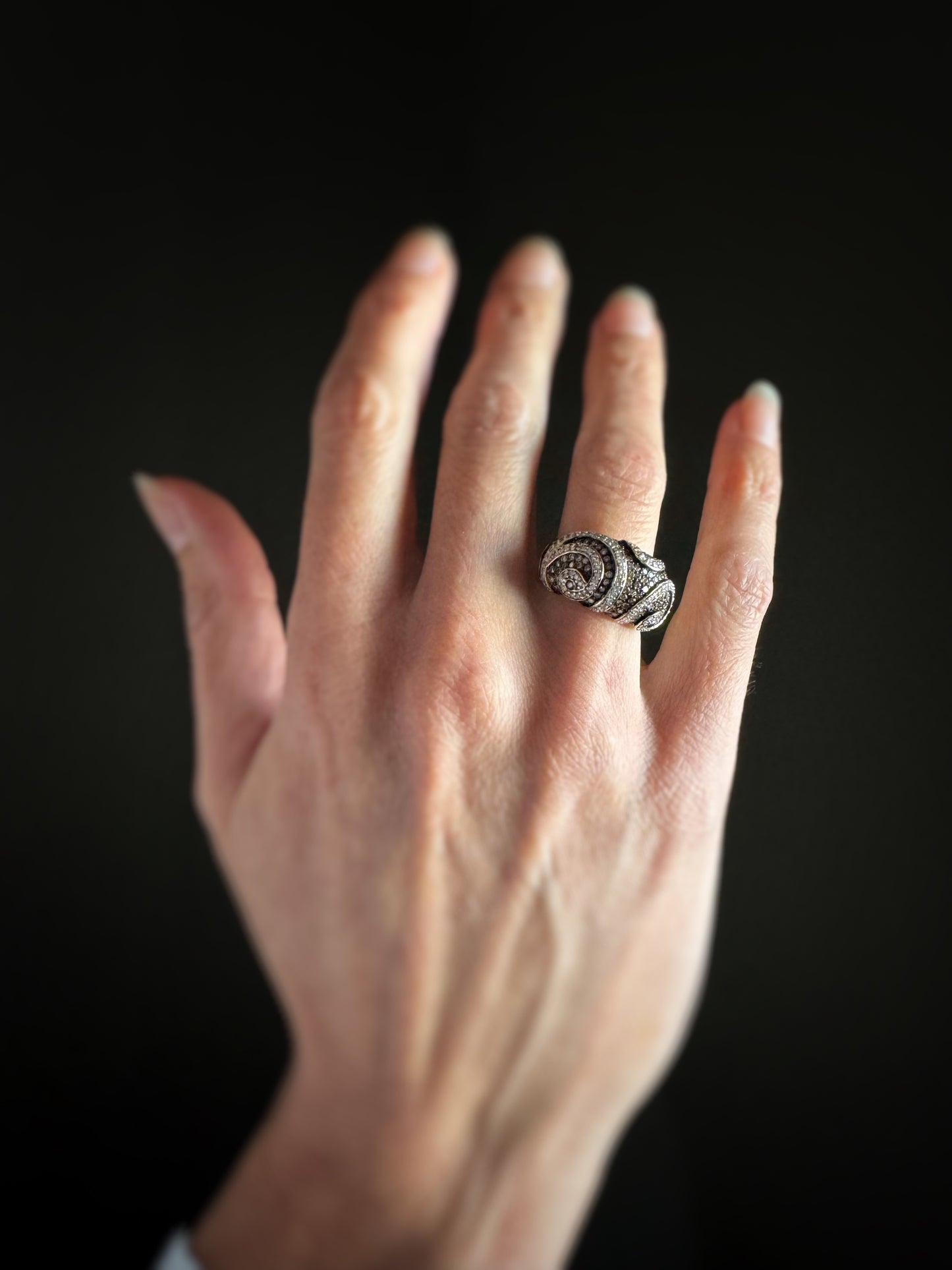 Estate 14k + Champagne Diamond Swirl Ring