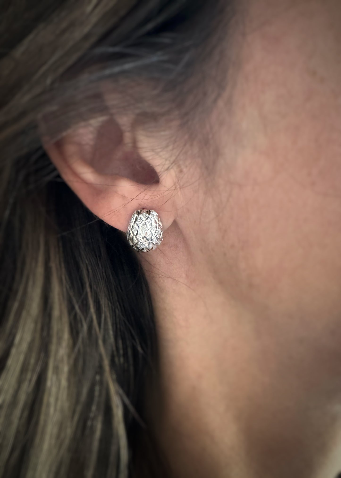 Estate 14k + Domed Diamond-cut Earrings