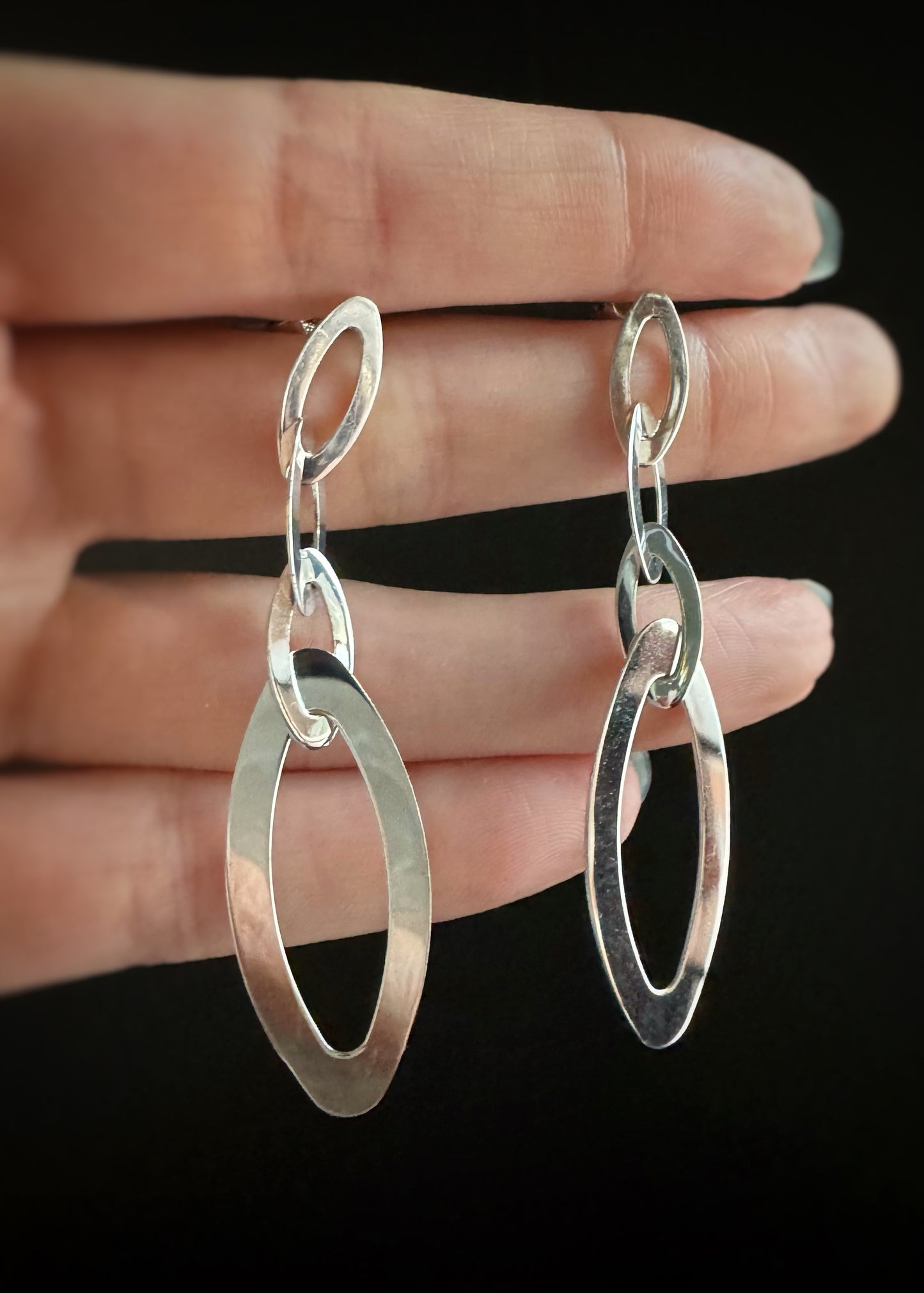 Estate 14k + Open Oval Dangle Earrings