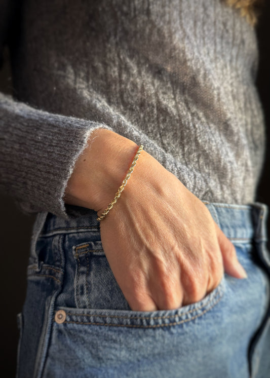 Estate Designer 14k + Rope Chain Bracelet