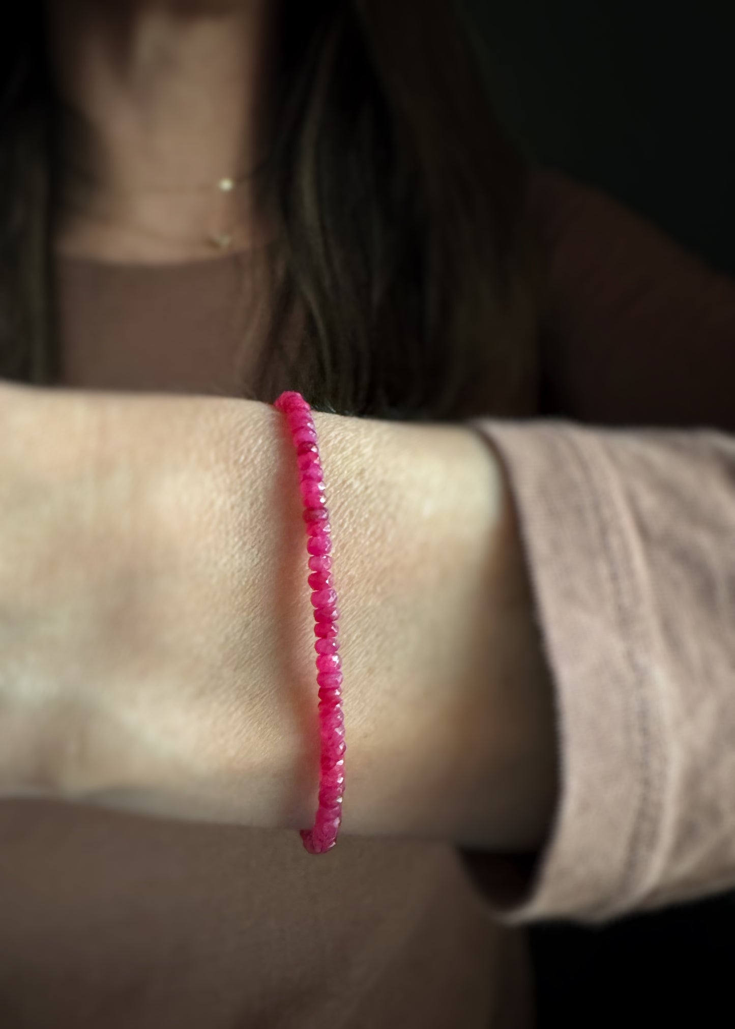 Sterling + Ruby Bead Bracelet