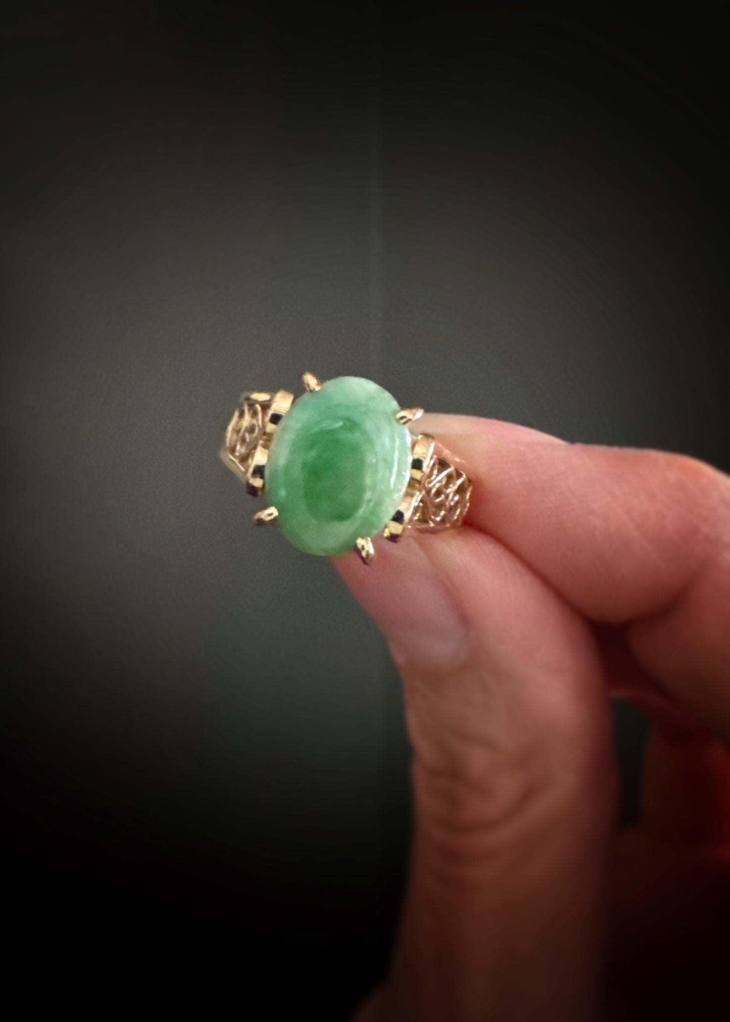 Estate 14k + Jade Ring