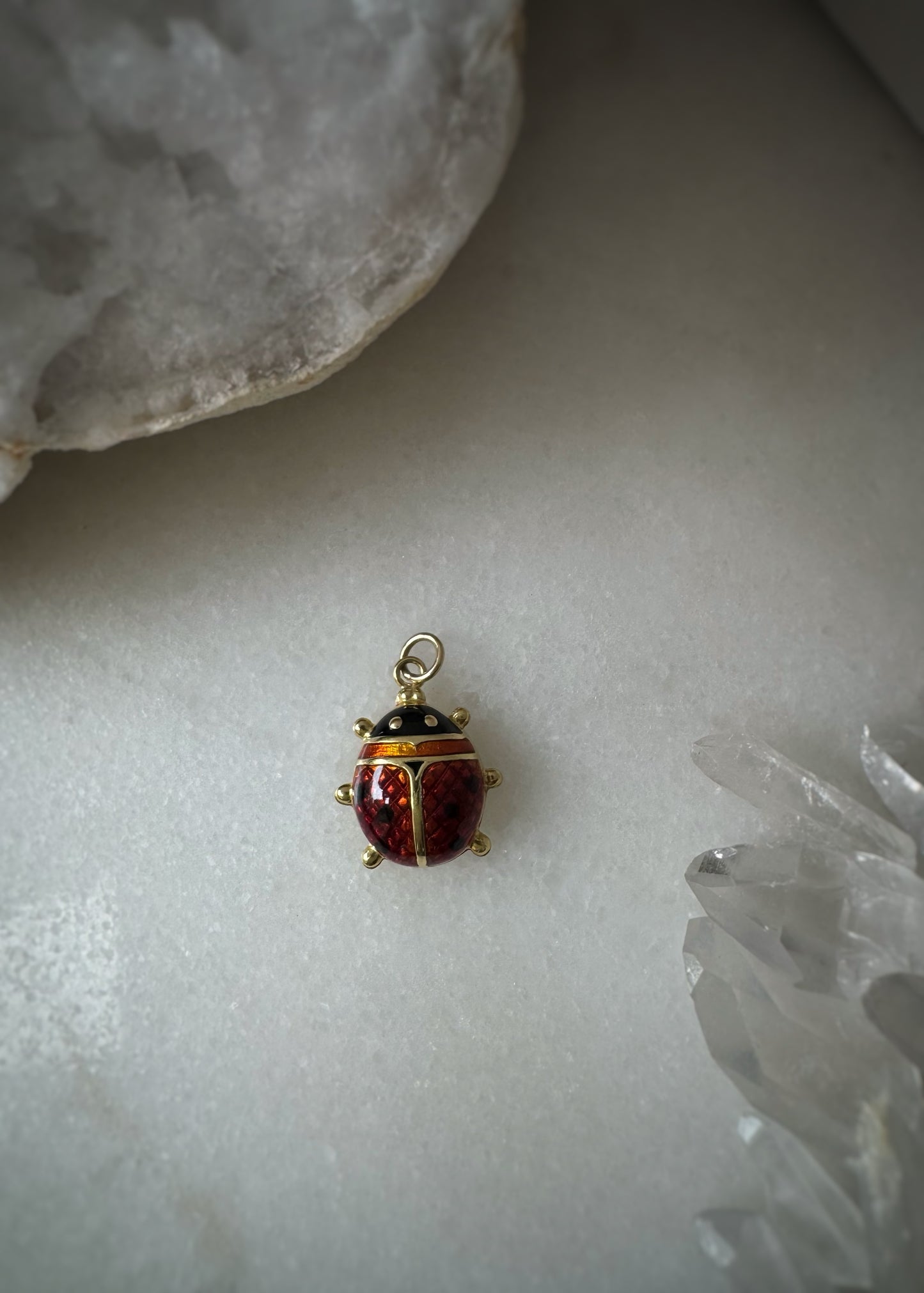 Estate 18k + Enamel Lady Bug Scarab Charm