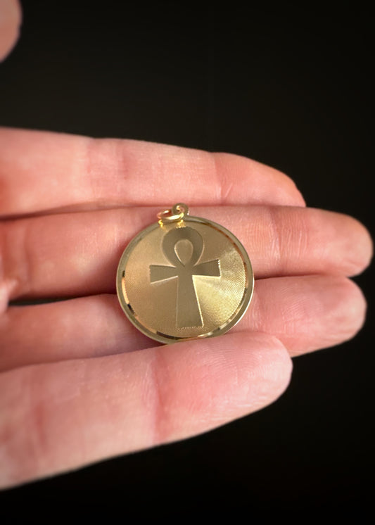 Estate 14k + Ankh Disc Charm
