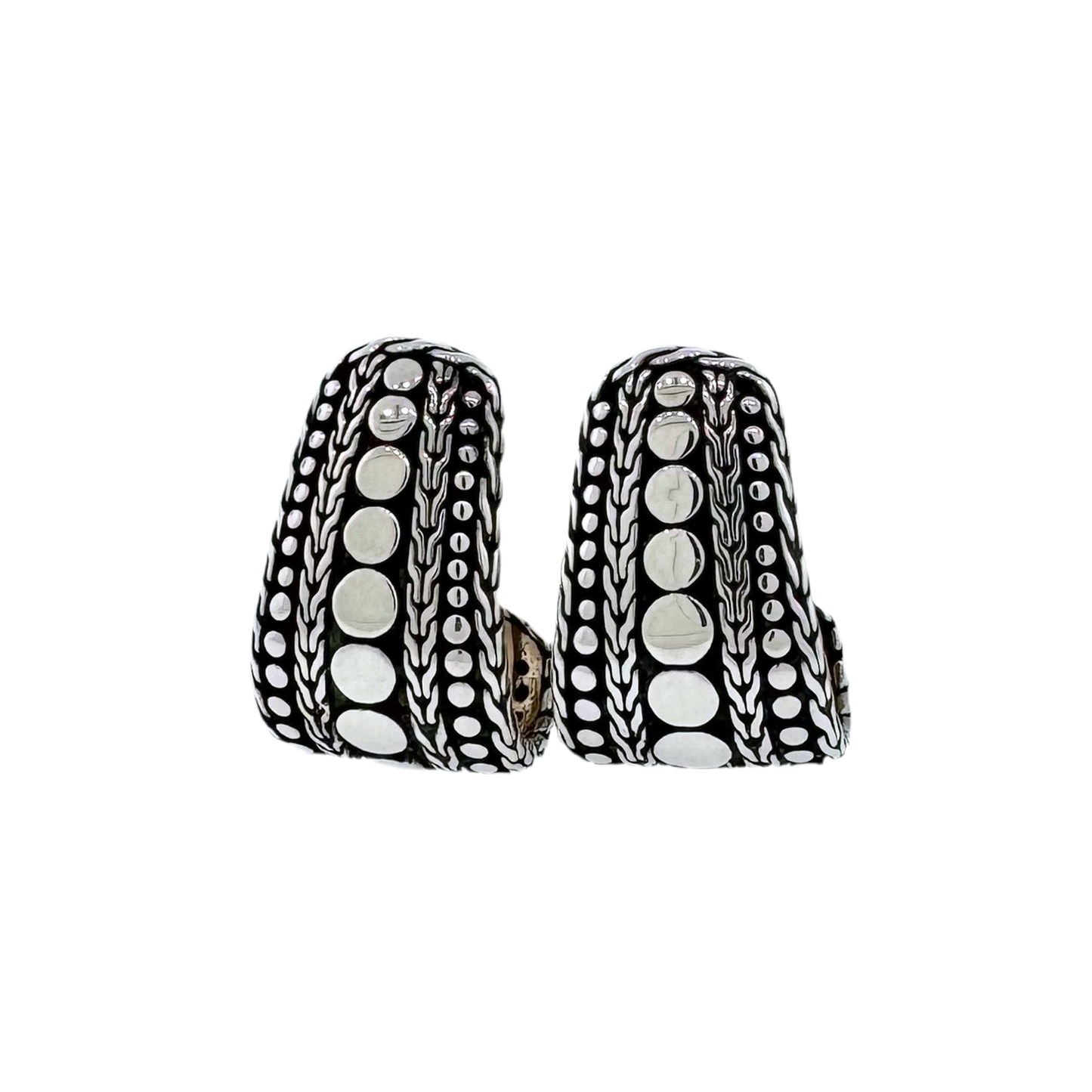 Estate Designer Sterling Silver + Nuana Hoop Earrings