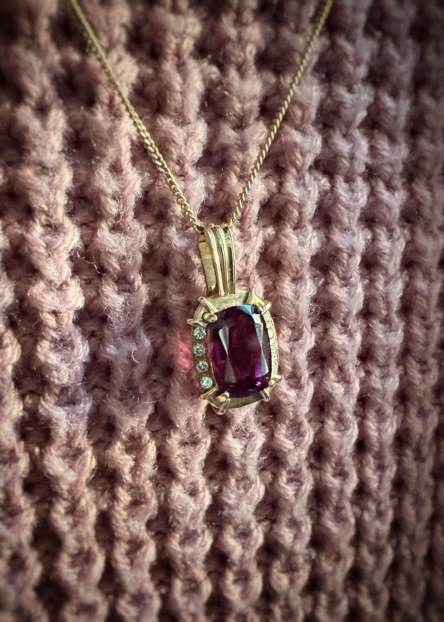 Estate 14k + Pink Tourmaline and Diamond Enhancer Pendant