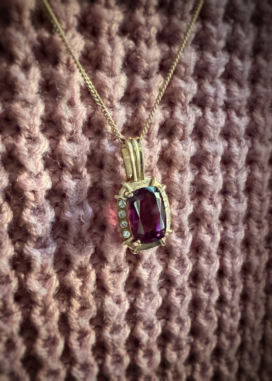 Estate 14k + Pink Tourmaline and Diamond Enhancer Pendant