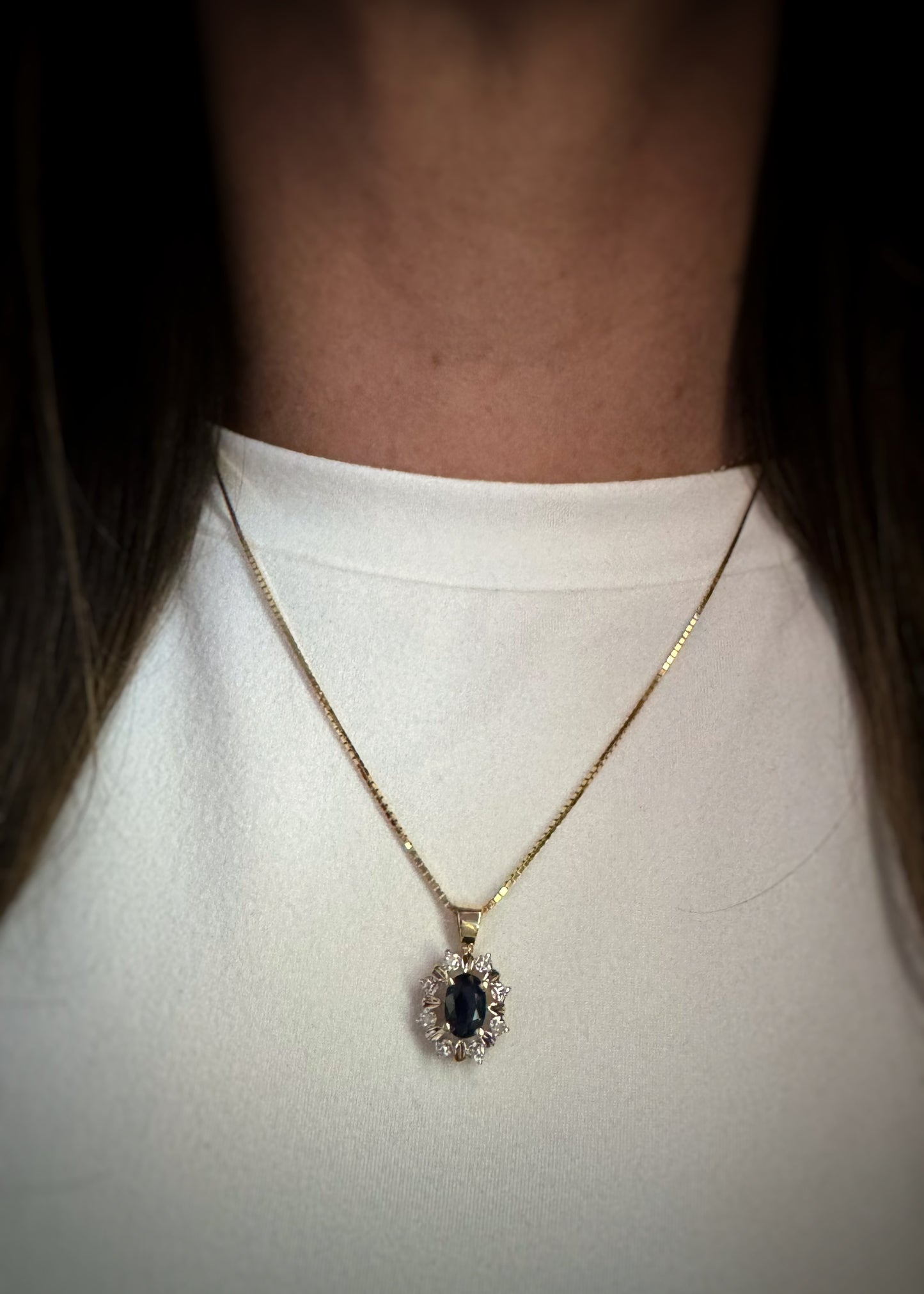 Estate 14k + Sapphire and Diamond Necklace