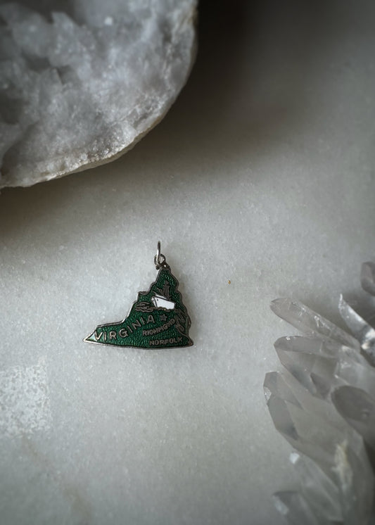 Vintage Sterling Silver + Enamel Virginia Charm