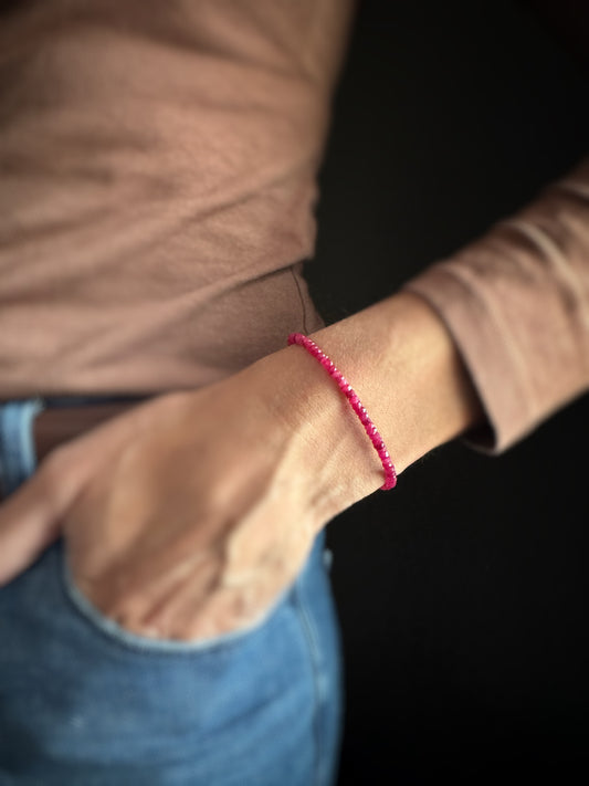 Sterling + Ruby Bead Bracelet