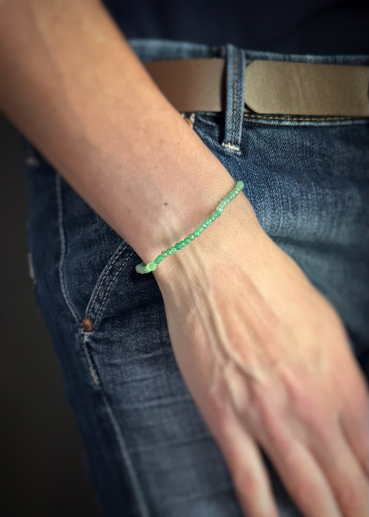 Faceted Chrysoprase Bead Stretch Bracelet