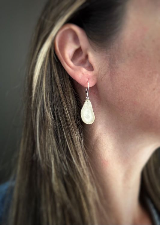 Sterling + Drop-shaped Antler Earrings