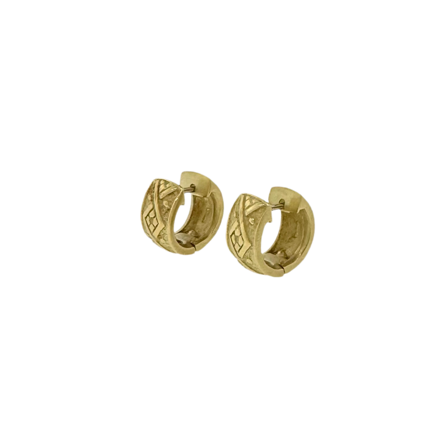 Estate 18k + Textured Huggy Hoop Earrings
