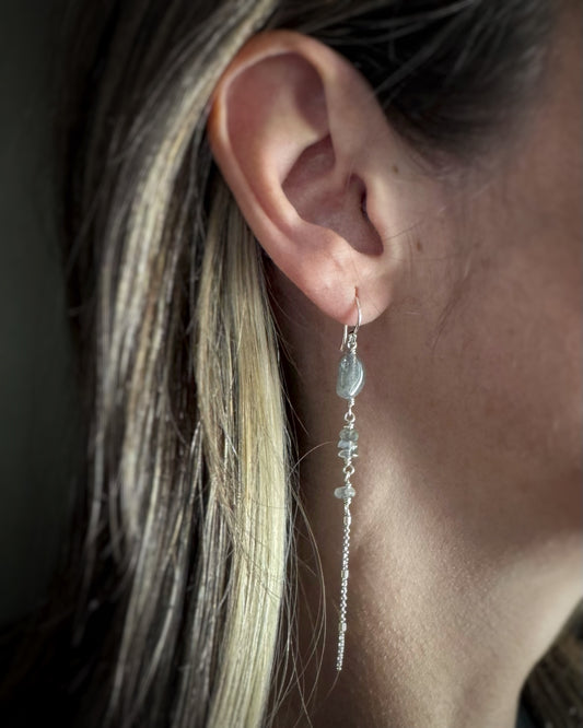 Sterling + Labradorite Bead Chain Earrings
