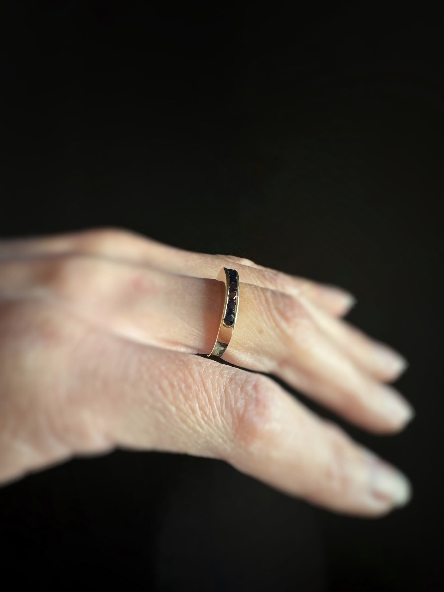 Estate 14k + Sapphire Channel Band