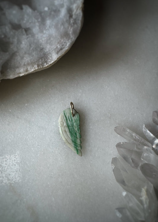 Estate 14k + Jade Angel Wing Charm