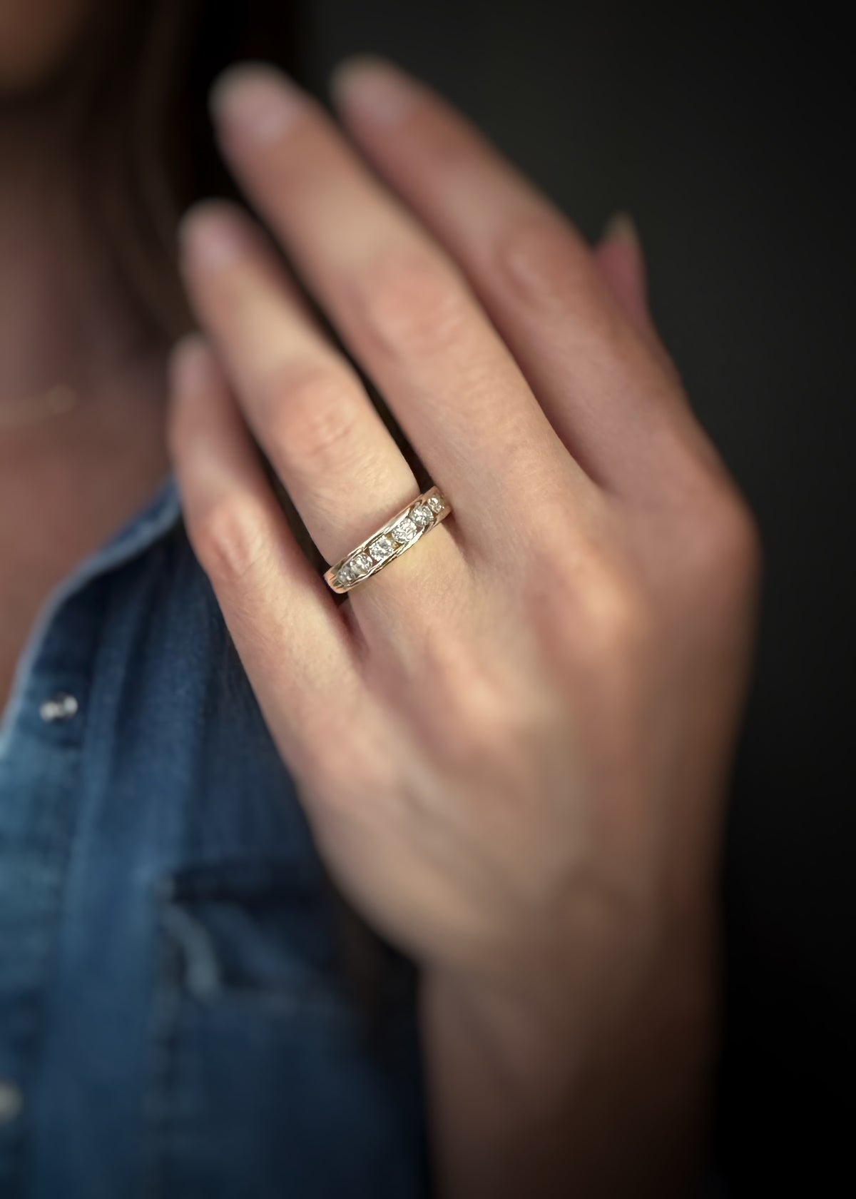 Estate 14k + Diamond Channel Set Band
