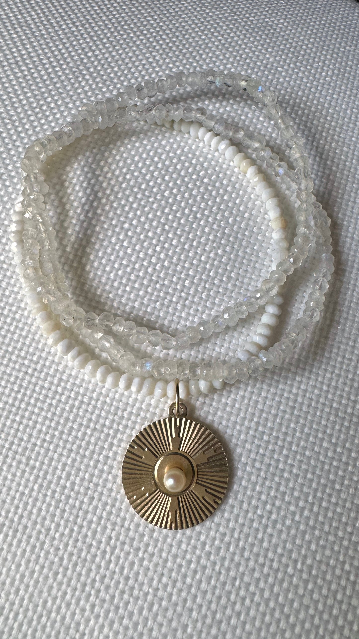Estate 14k + Akoya Pearl Disc Charm