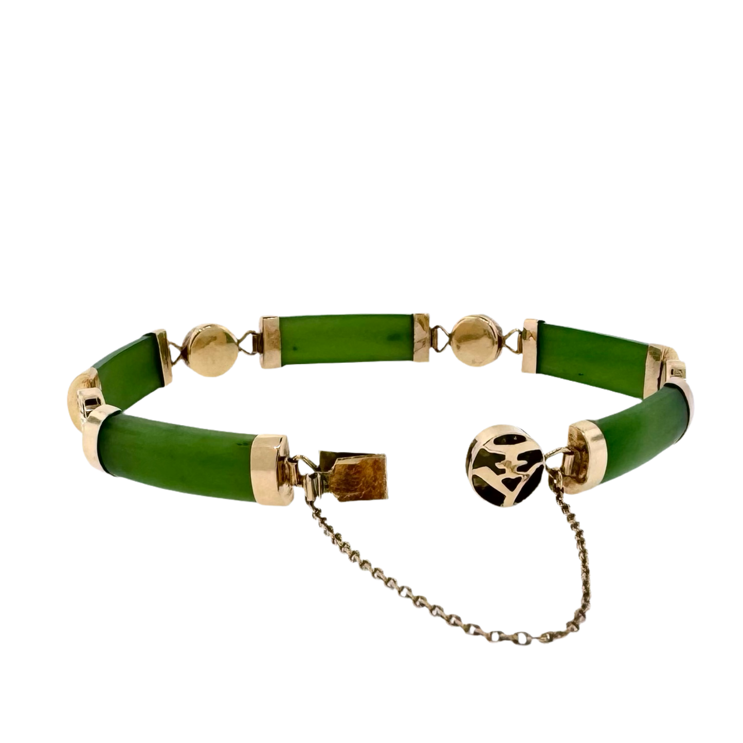 Estate 14k + Jade Link Bracelet