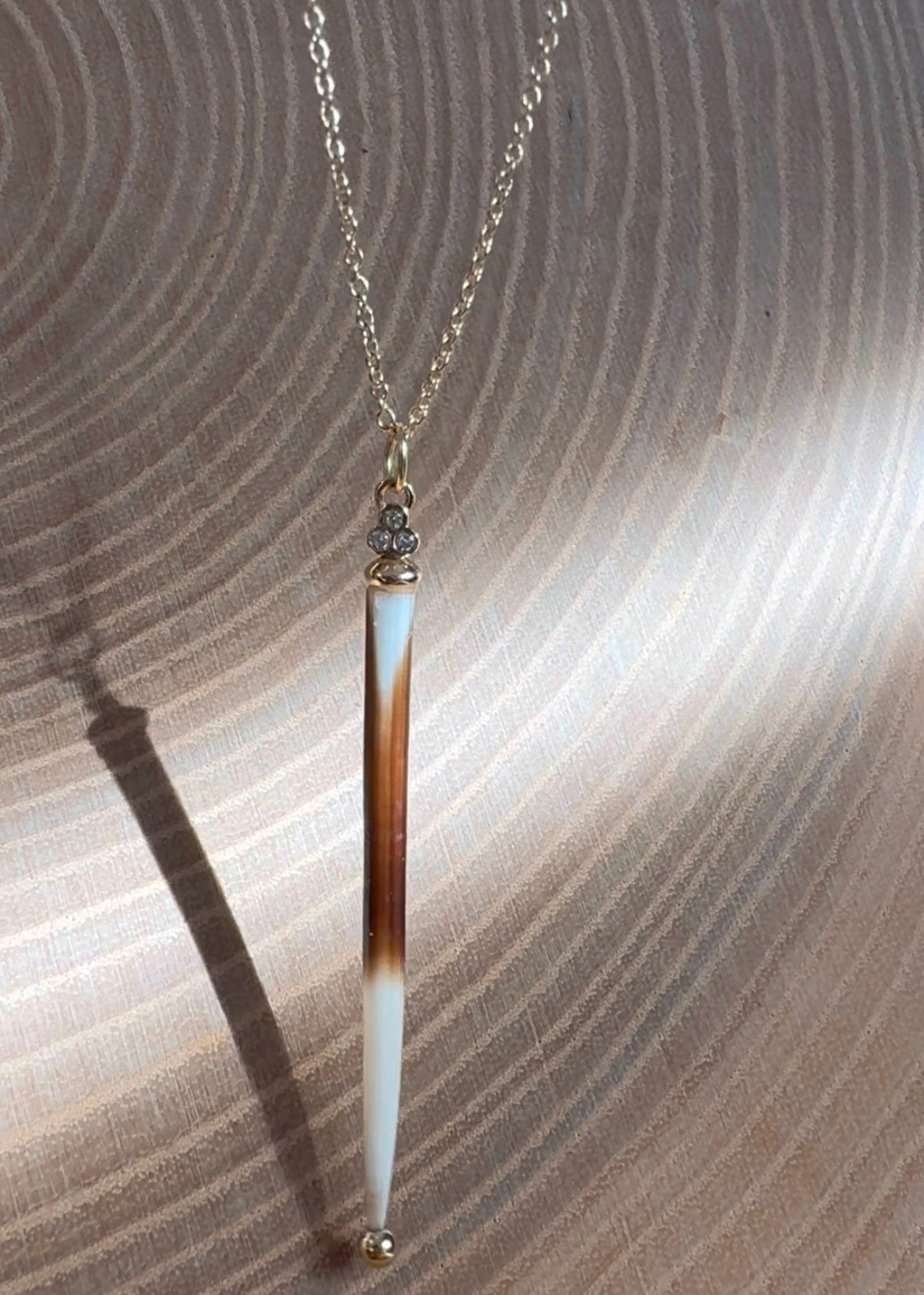 14k + Porcupine Quill and Diamond Necklace