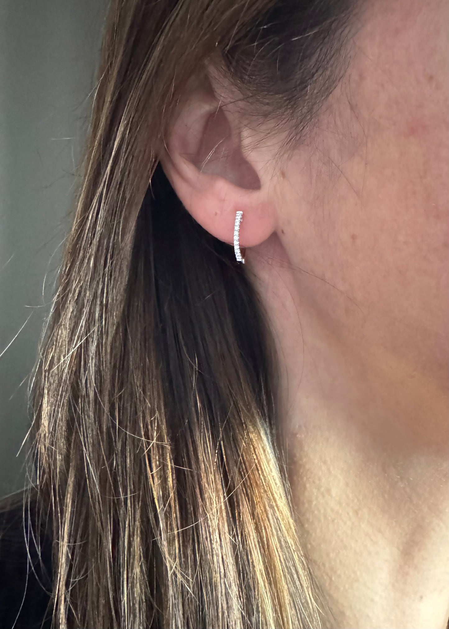 14k + Diamond Huggy Hoop Earrings