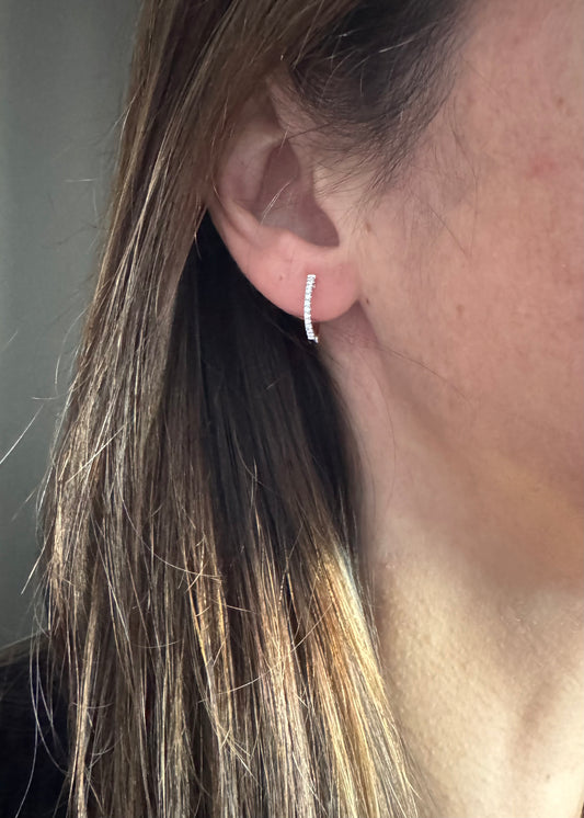 14k + Diamond Huggy Hoop Earrings