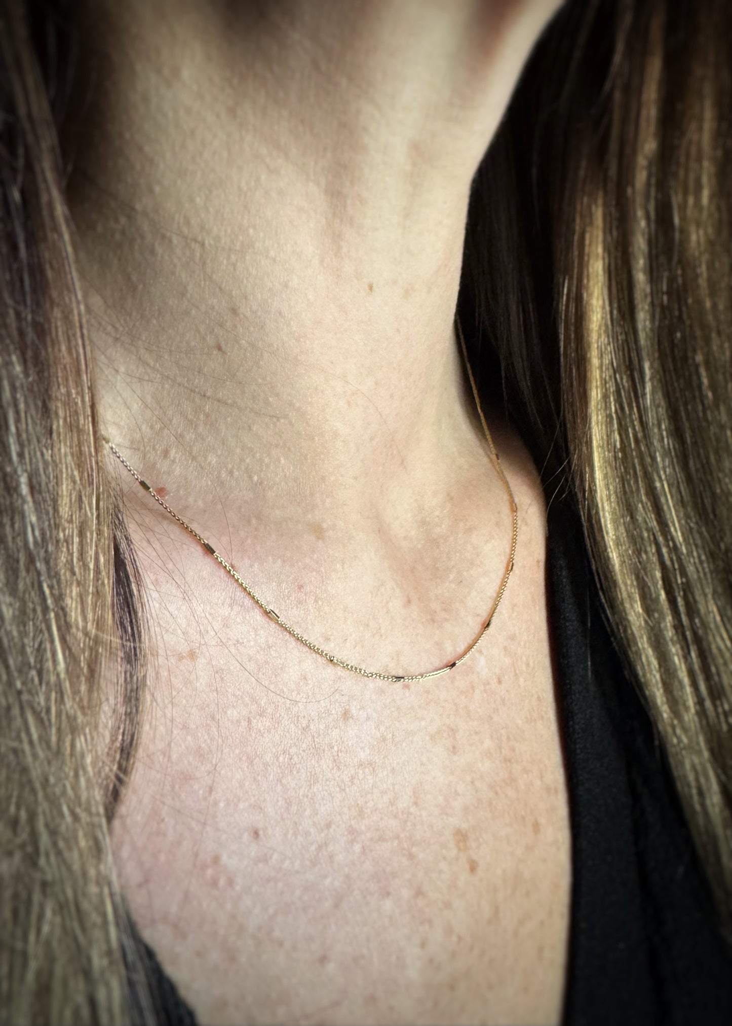 14k + Faceted Bar Station Chain Necklace