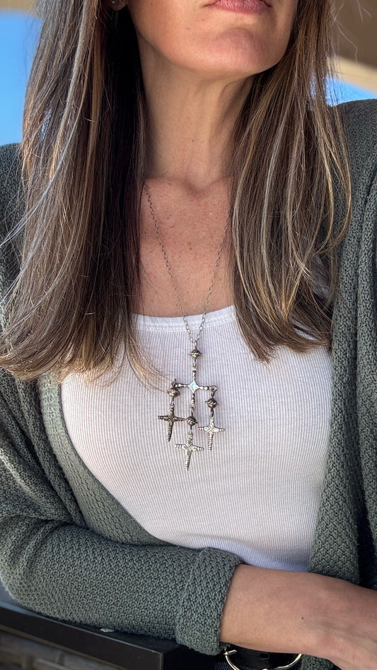 Vintage Sterling Silver + Crosses Necklace