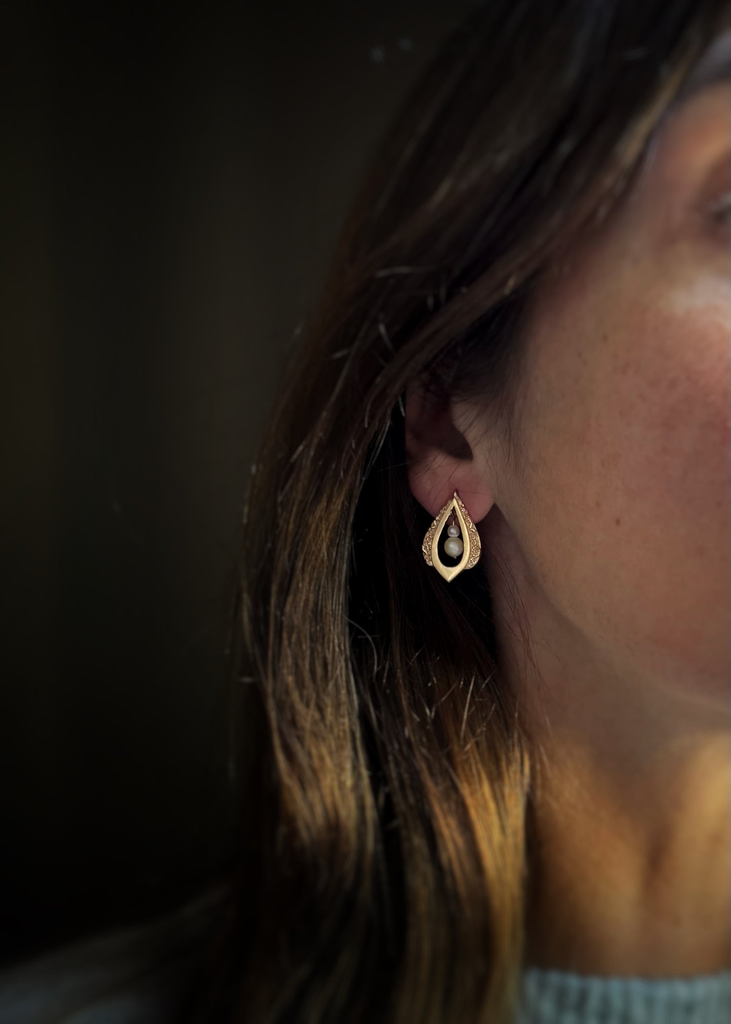 Estate 14k + Dangling Pearl Earrings