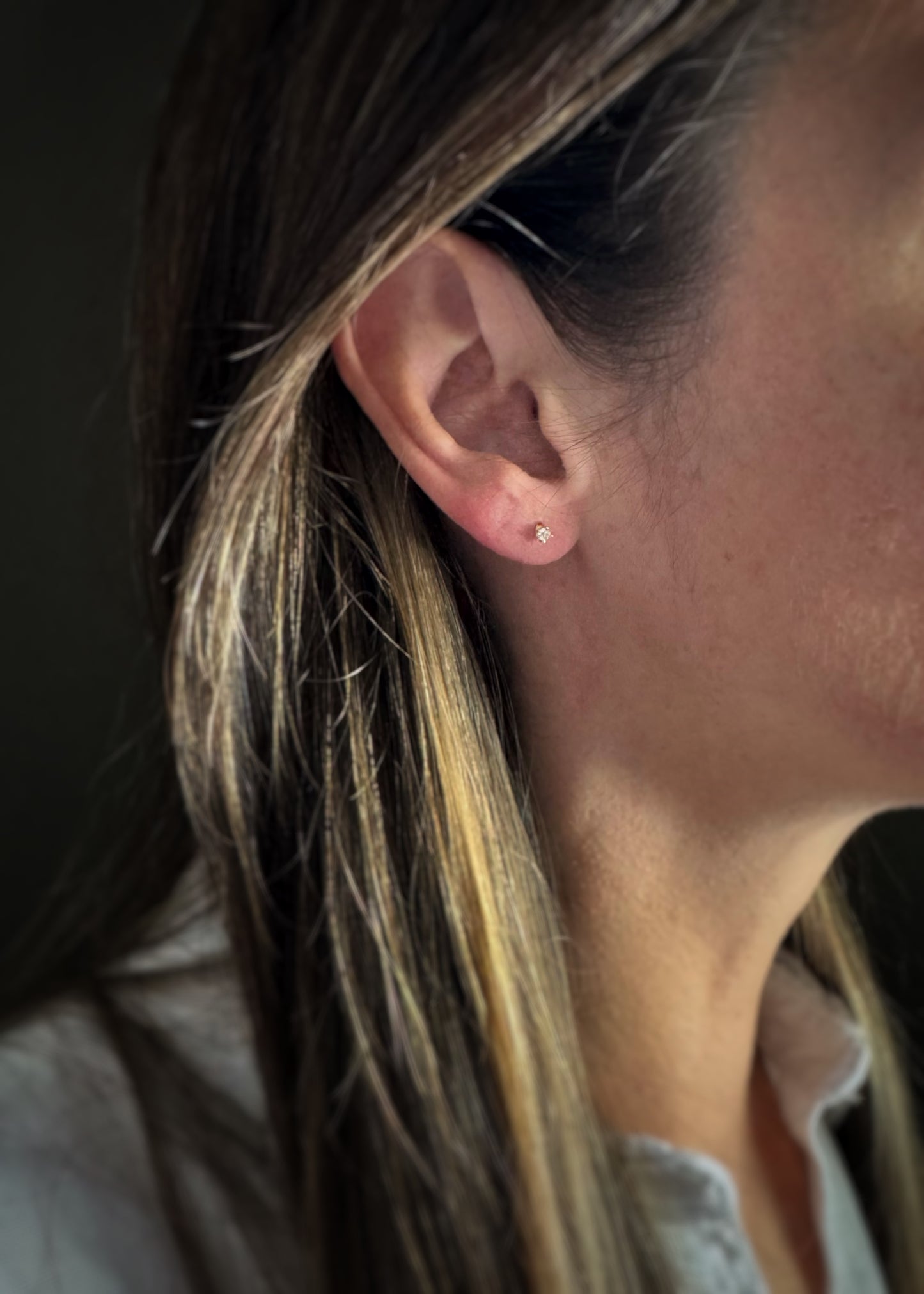14k + Baby Diamond Stud Earrings