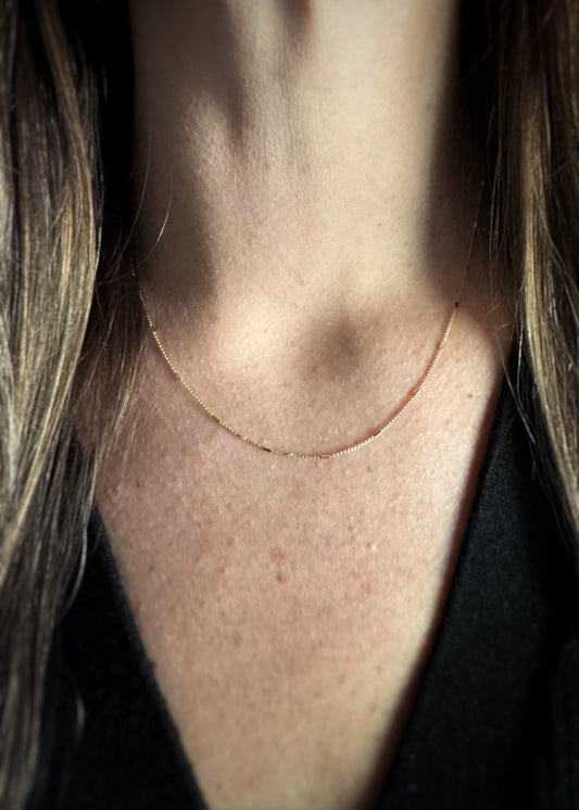 14k + Faceted Bar Station Chain Necklace