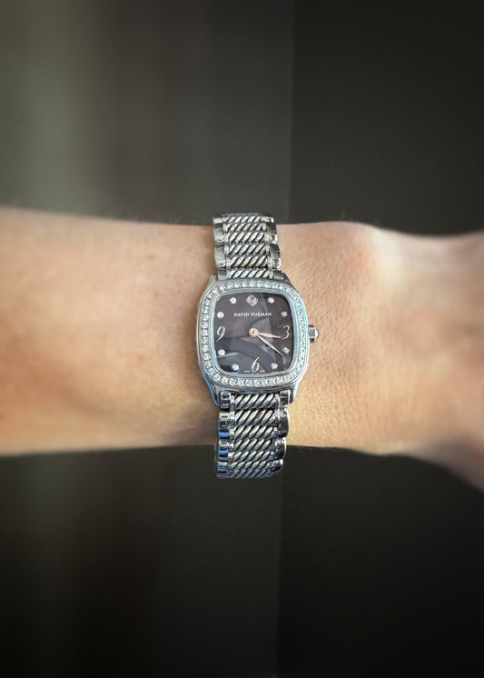 Estate Designer Stainless + Mother-of-Pearl and Diamond Thoroughbred Watch