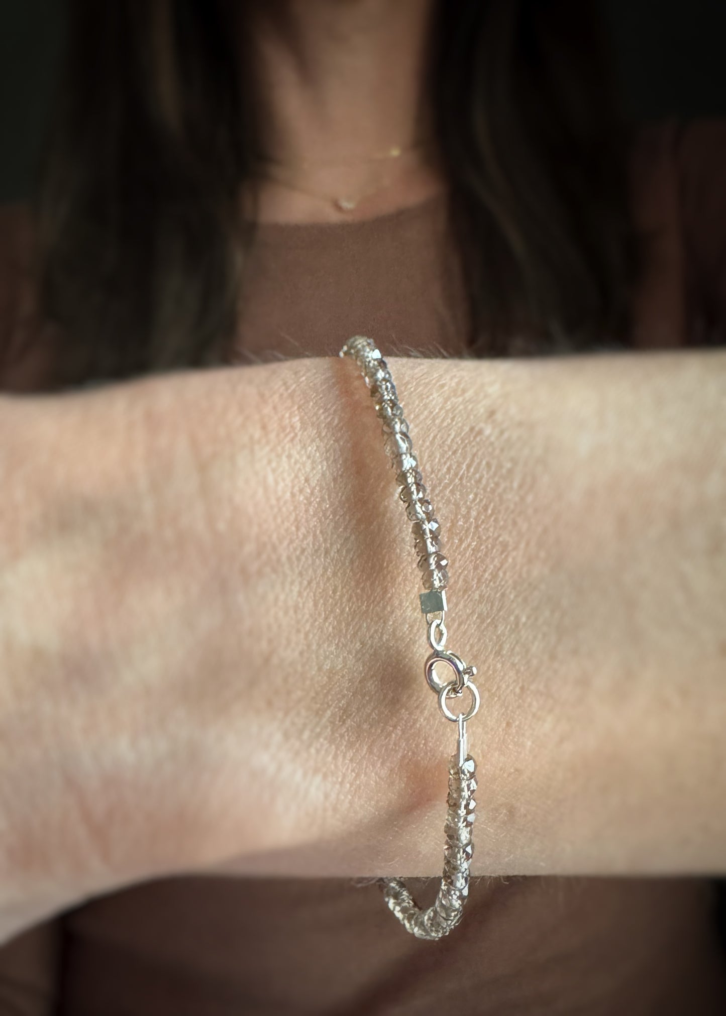 Sterling + Smoky Quartz Bead Bracelet