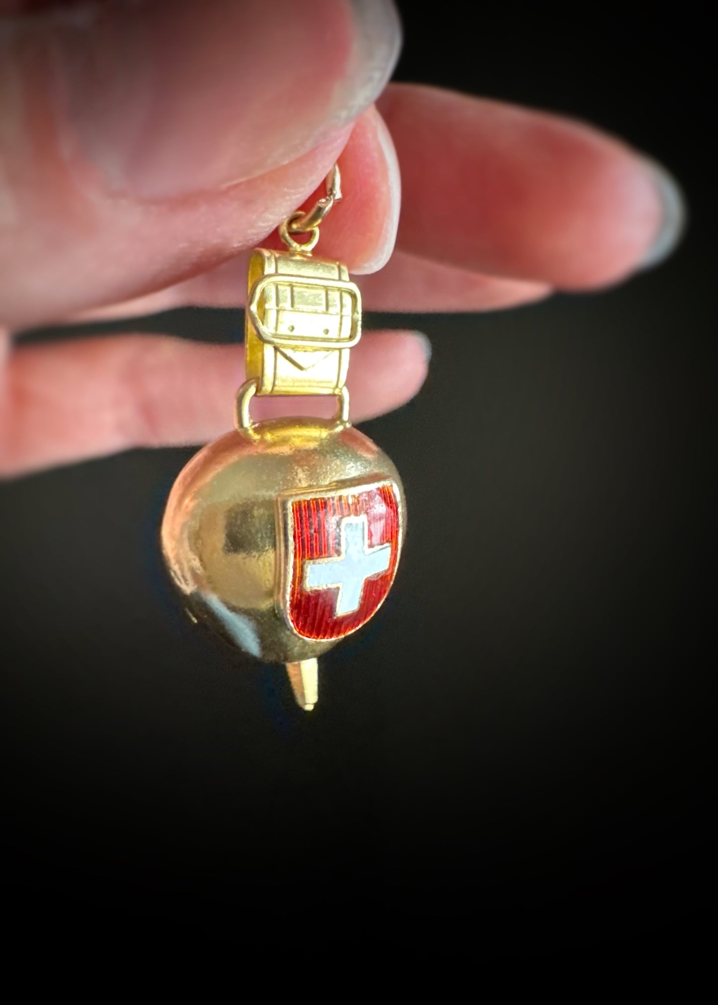 Estate 18k + Swiss Cowbell Charm