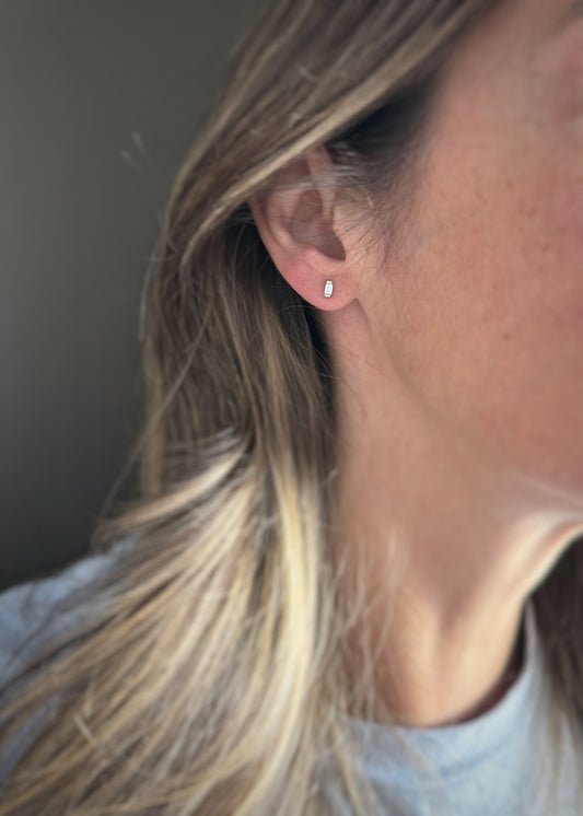 14k + Baguette Diamond Stud Earrings