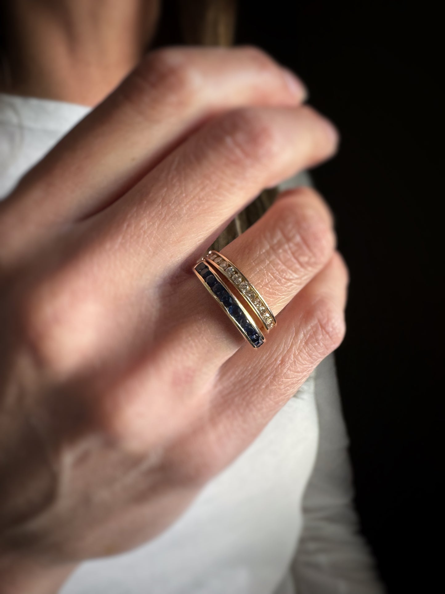Estate 14k + Sapphire Channel Band