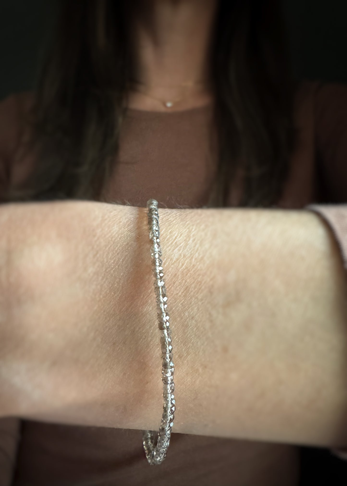 Sterling + Smoky Quartz Bead Bracelet