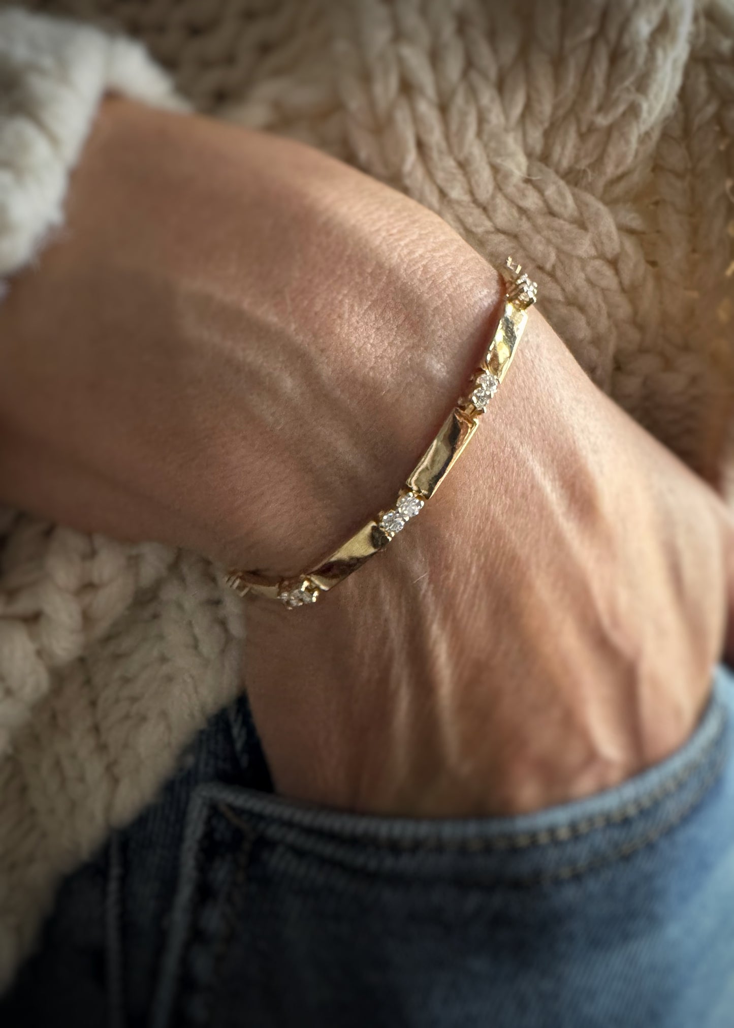 Estate 18k + Diamond Tennis Bracelet