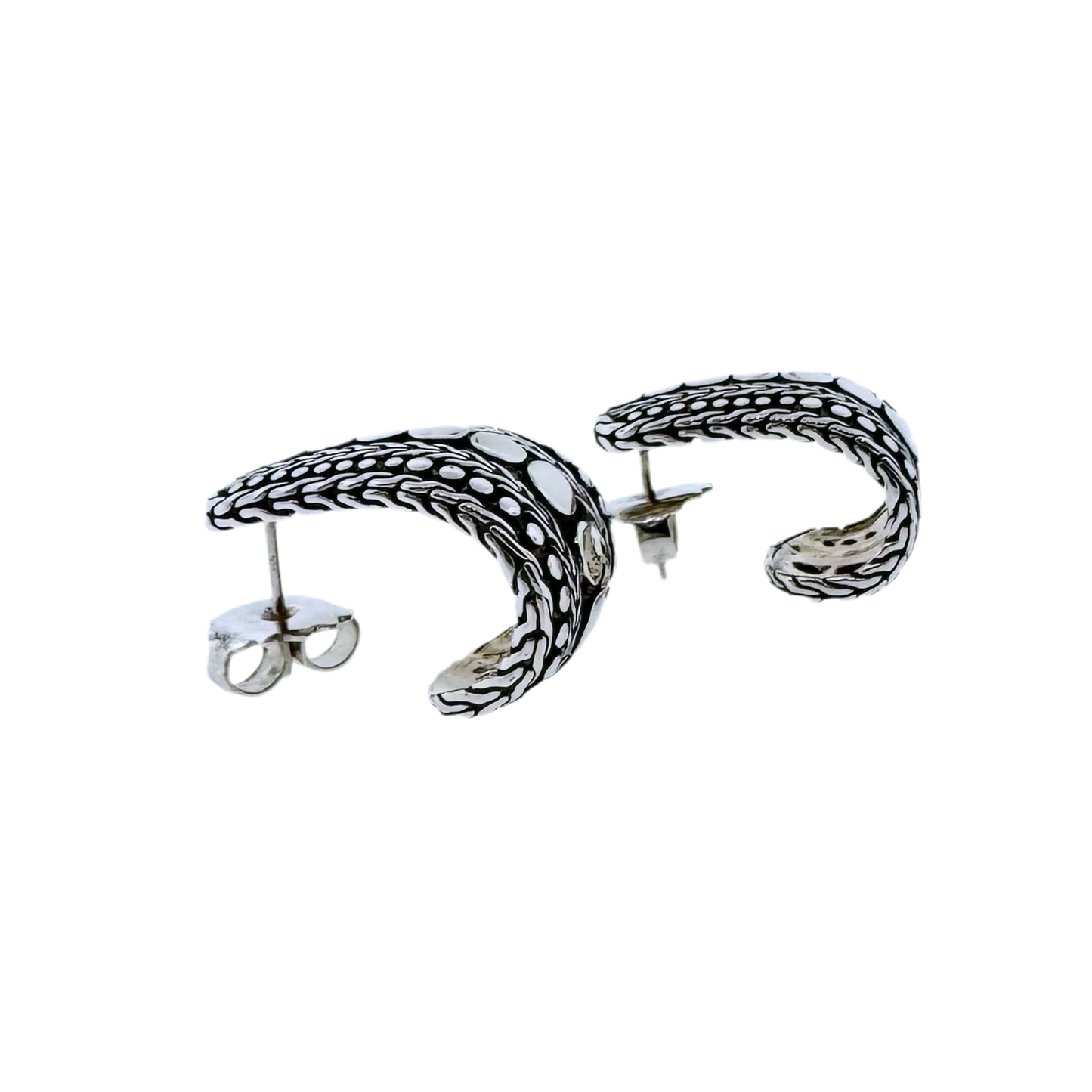 Estate Designer Sterling Silver + Nuana Hoop Earrings