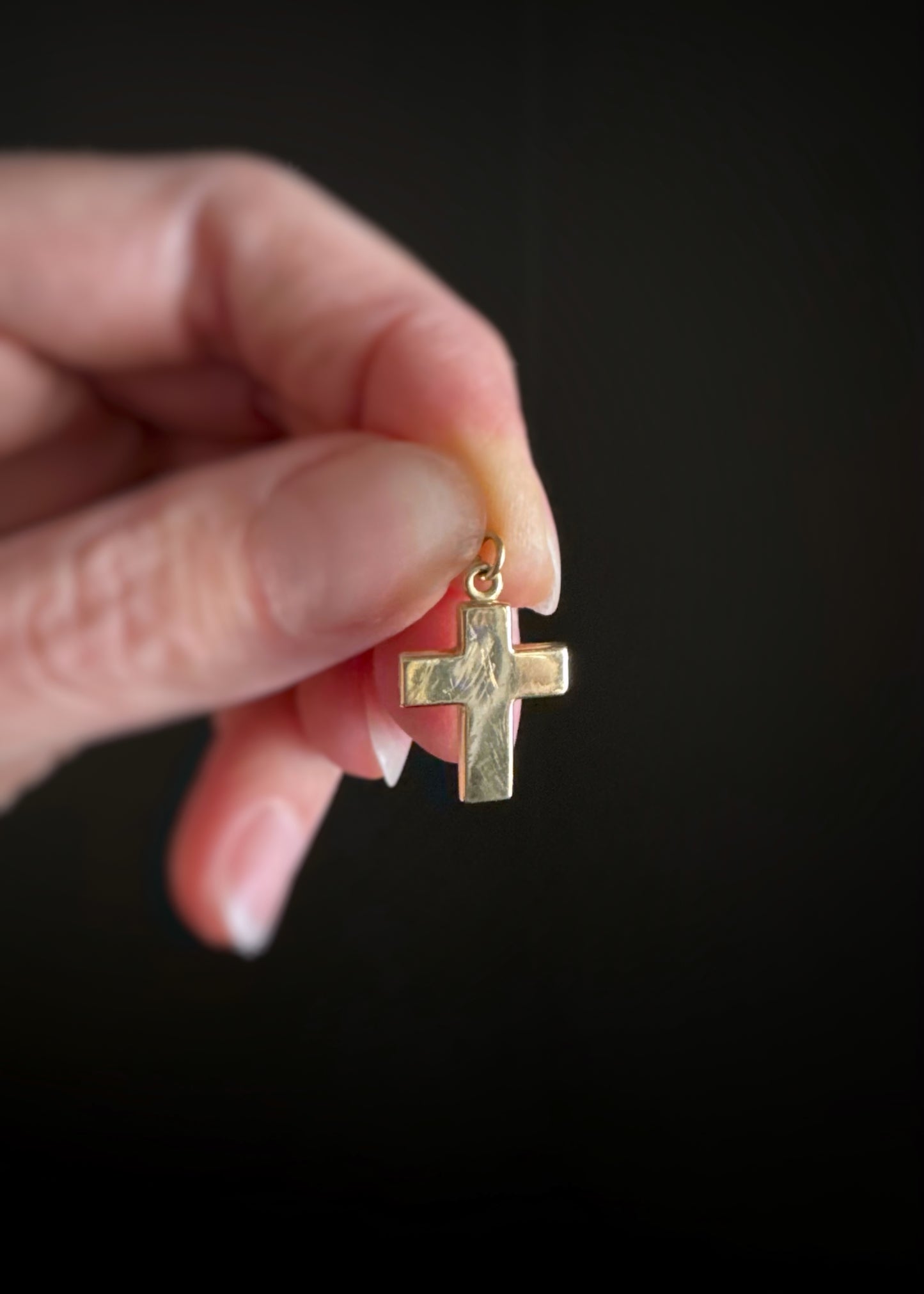 Estate 14k + Textured Cross Charm