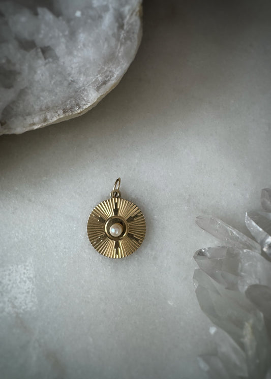 Estate 14k + Akoya Pearl Disc Charm