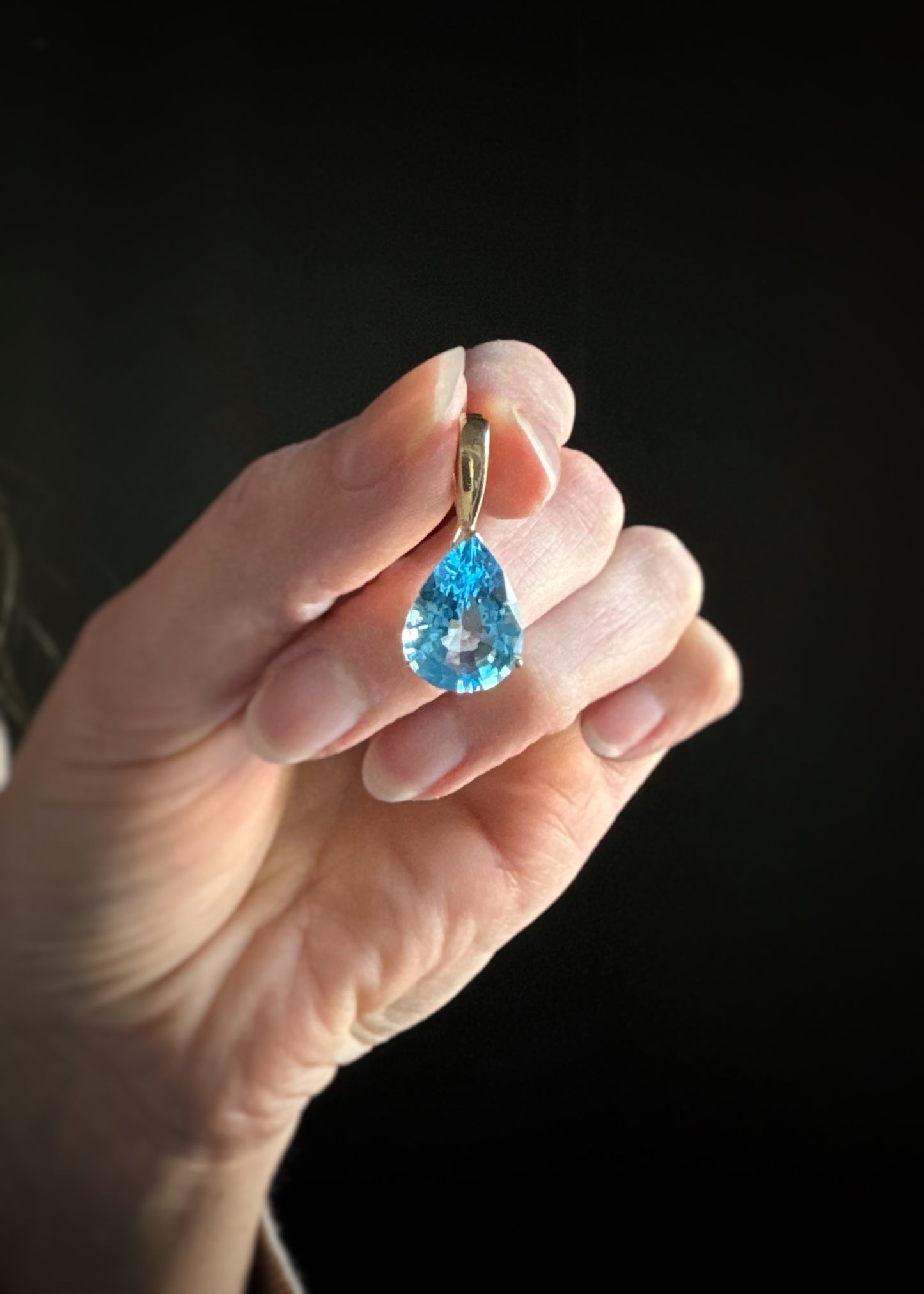 Estate 14k + Blue Topaz Enhancer Pendant